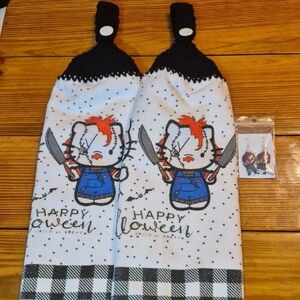 Crochet Top Chucky Hanging Towels With Earrings Set Gift